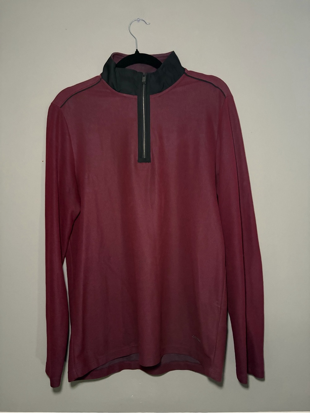 Calvin Klein Burgundy 1/4 Zip Pullover Performance Athletic Long Sleeve Top Golf